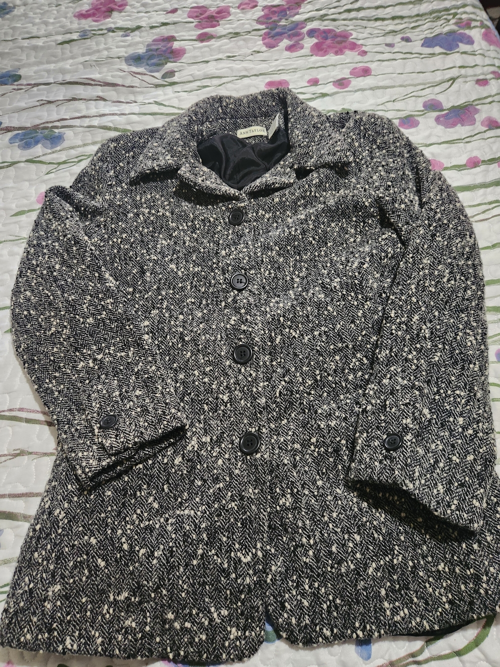 Ann Taylor Black & White Tweed Blazer Jacket